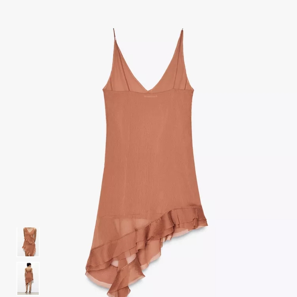 Zara Ruffled Mini Dress in Brown - Picture 5 of 14